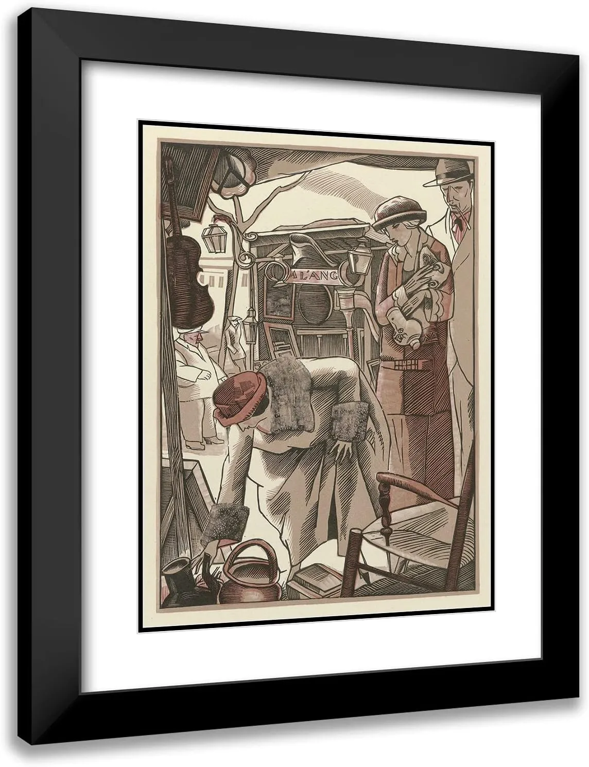 ArtDirect Fernand Siméon 15x18 Black Modern Frame and Double Matted Museum Art Print Titled - Bric-A-Brac (1923)