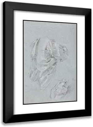 ArtDirect Francesco Lorenzi 14x18 Black Modern Frame and Double Matted Museum Art Print Titled - Drapery Study with Left Hand (1760)