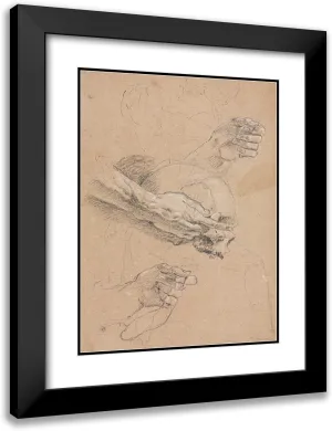 ArtDirect Francesco Lorenzi 15x18 Black Modern Frame and Double Matted Museum Art Print Titled - Study of Hands and Skull (1760)