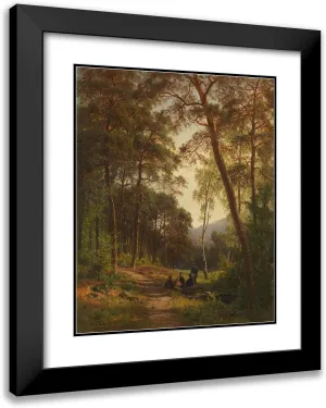 ArtDirect Fritz Ebel 15x18 Black Modern Frame and Double Matted Museum Art Print Titled - Picnic on the Forest Clearing (Approx. 1865-1870)