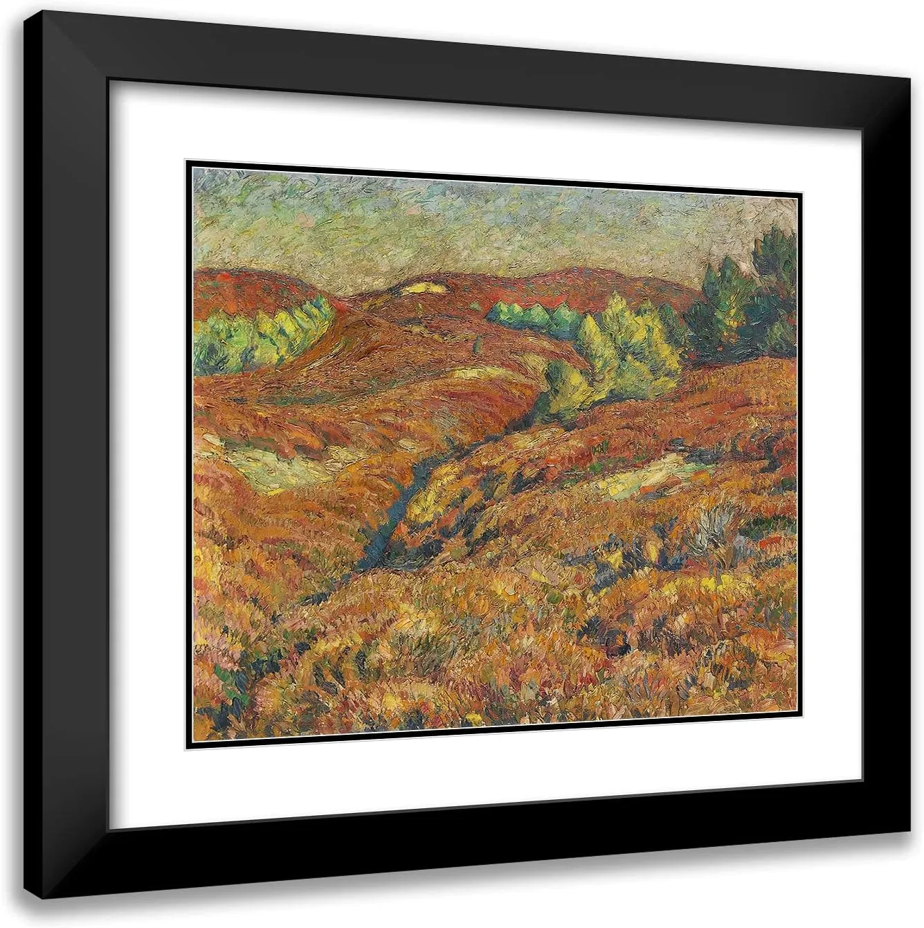 ArtDirect Georg Burmester 17x15 Black Modern Frame and Double Matted Museum Art Print Titled - Autumn in the Heide (1910)
