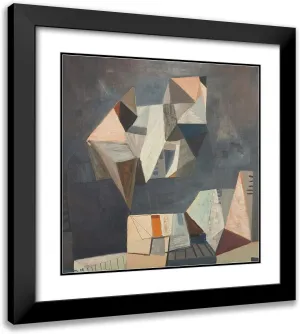 ArtDirect Jakob Weidemann 15x15 Black Modern Frame and Double Matted Museum Art Print Titled - The Stone Sculpture (1949)