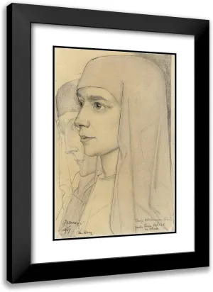 ArtDirect Jan Toorop 17x24 Black Modern Frame and Double Matted Museum Art Print Titled - Portrait of Treesje Westermann, Mother Therese Huf Van Bethania (1927)