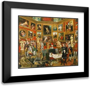 ArtDirect Johan Joseph Zoffany 24x20 Black Modern Frame and Double Matted Museum Art Print Titled - Tribuna of the Uffizi