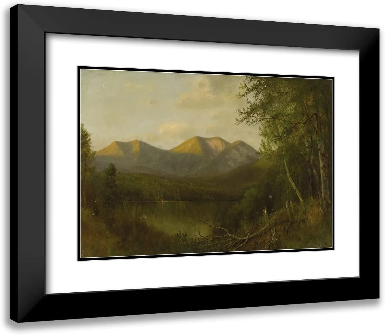 ArtDirect John Adams Parker 18x13 Black Modern Frame and Double Matted Museum Art Print Titled - On the Upper Hudson
