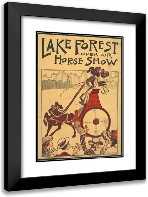 ArtDirect John Tinney McCutcheon 14x18 Black Modern Frame and Double Matted Museum Art Print Titled - Lake Forest Open Air Horse Show (1903)