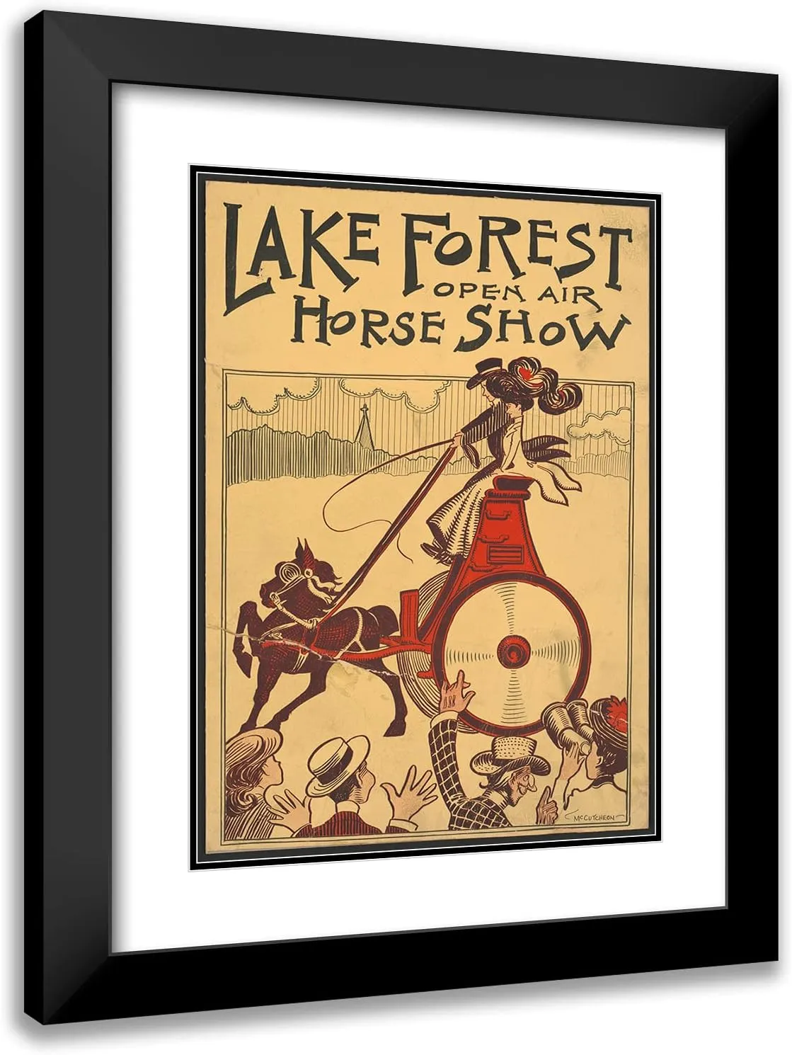 ArtDirect John Tinney McCutcheon 14x18 Black Modern Frame and Double Matted Museum Art Print Titled - Lake Forest Open Air Horse Show (1903)