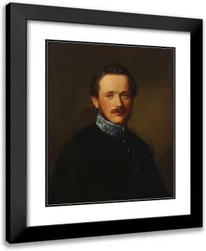ArtDirect Karl Jakob Theodor Leybold 15x17 Black Modern Frame and Double Matted Museum Art Print Titled - Portrait of Friedrich Freiherr Von Koenig-Warthausen