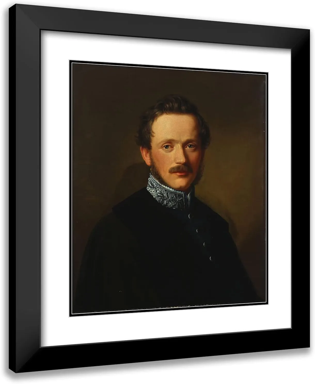 ArtDirect Karl Jakob Theodor Leybold 15x17 Black Modern Frame and Double Matted Museum Art Print Titled - Portrait of Friedrich Freiherr Von Koenig-Warthausen