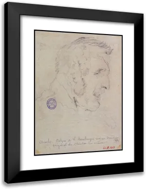 ArtDirect Louis Candide Boulanger 19x24 Black Modern Frame and Double Matted Museum Art Print Titled - L. Boulanger Layer on an Original Charvet Drawing Himself (1806-1867)