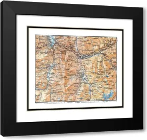 ArtDirect Salux Region Switzerland - Baedeker 1921 24x19 Black Modern Wood Framed with Double Matting Museum Art Print by Baedeker