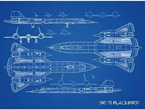 Artery8 SR-71 Blackbird Habu US Aircraft Spy Plane Blueprint Plan Unframed Wall Art Print Poster Home Decor Premium