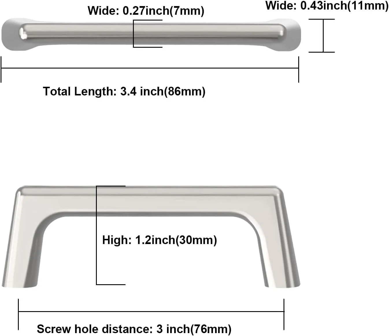 Asidrama 10 Pack 3 Inch(76mm) Polished Chrome Cabinet Pulls Cabinet Handles Cupboard Handles Kitchen Cabinet Hardware for Cupboard Drawer Pulls