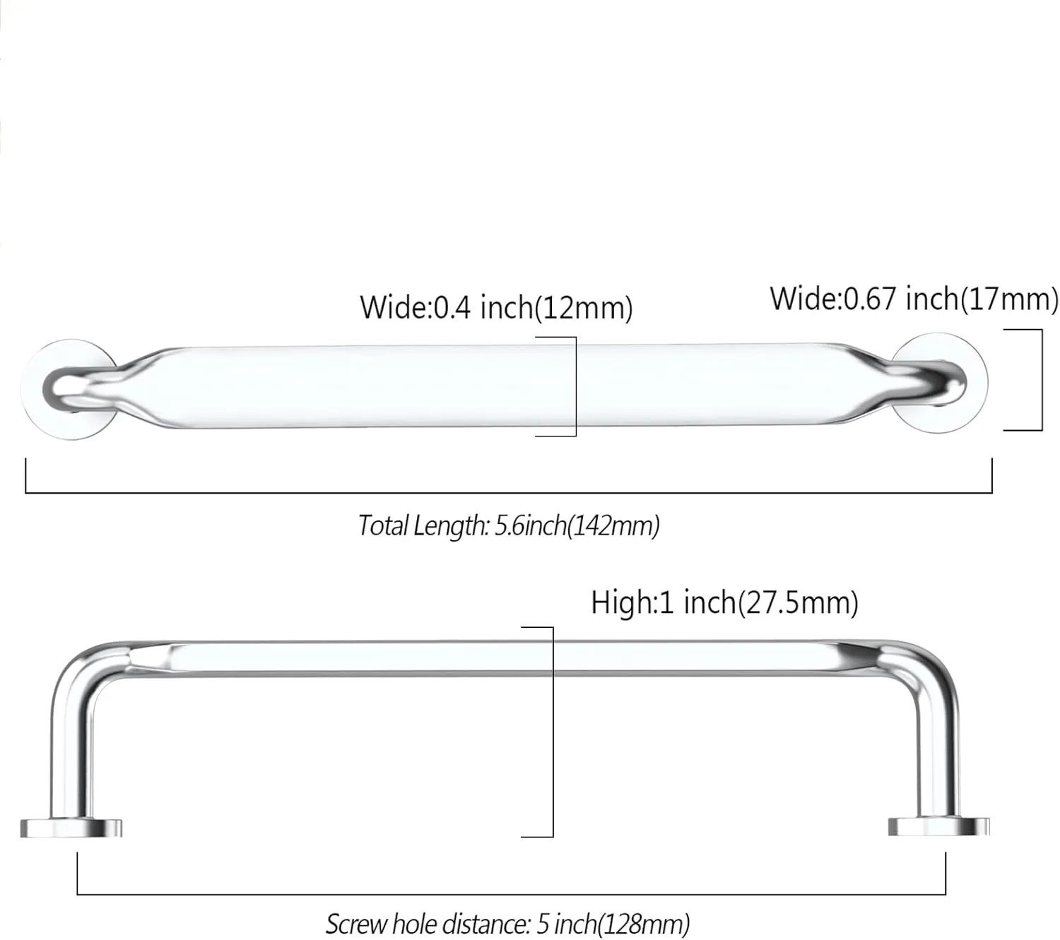 Asidrama 10 Pack 5 Inch(128mm) Polished Chrome Kitchen Cabinet Handles, Cabinet Pulls Kitchen Cabinet Hardware for Cupboard Drawer Pulls