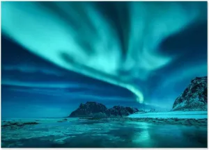 Aurora Borealis Canvas Wall Art Northern Polar Lights for Bedroom Modern Scenery Painting Print Artwork Landscape Wall Decorations Living Room Décor 50x75cm(20x30in) Frameless