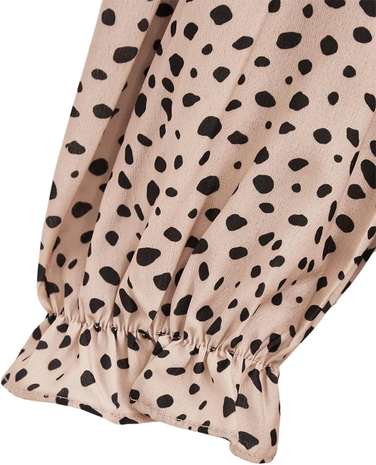 Avanova Women Polka Dot Long Sleeve Blouse Shirts Work Mock Neck Ruffle Top