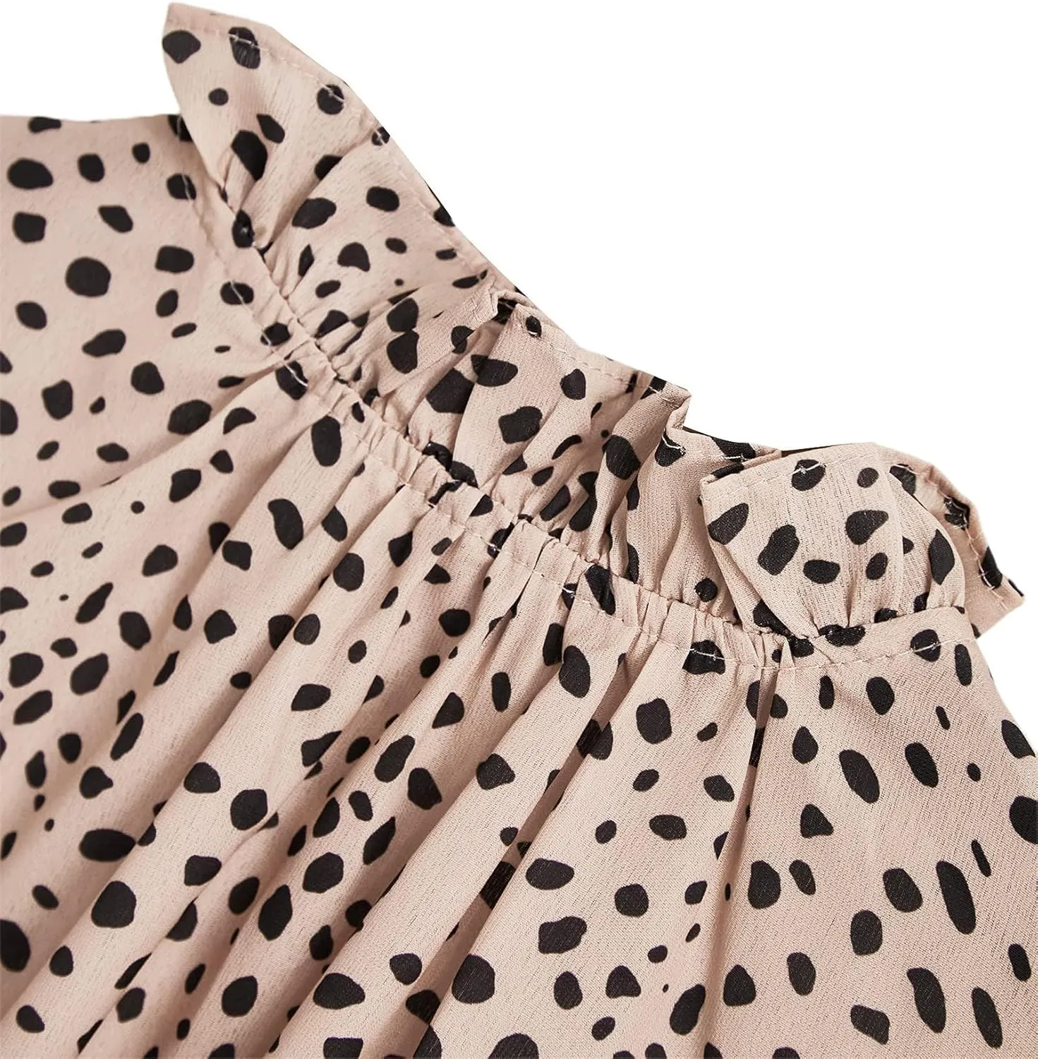 Avanova Women Polka Dot Long Sleeve Blouse Shirts Work Mock Neck Ruffle Top