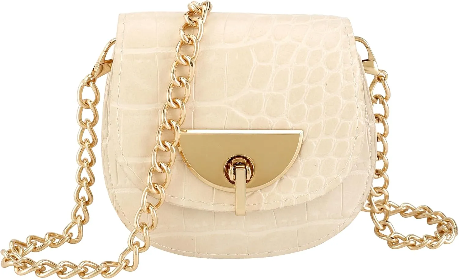 Ayliss Women Fanny Waist Bag PU Leather Belt Bag for Women Fanny Pack Mini Belt Bag Crossbody Waist Purse Y2K Chain Bag Detachable (Beige)