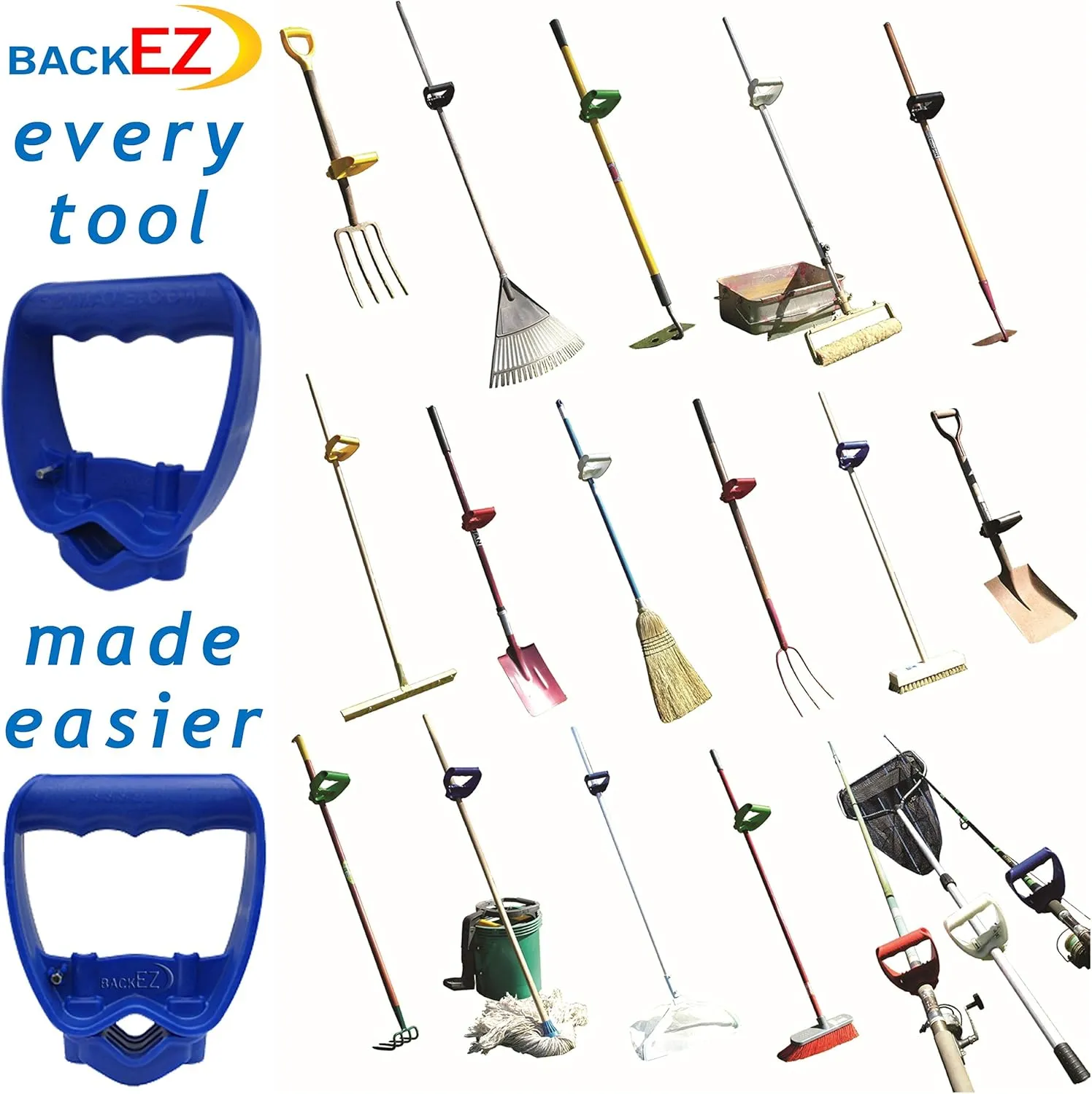Back-Saving Tool Handle Attachment, EVR-Grip Upgrade, Labor-Saving Ergonomic Shovel Add-on Handle, Blue