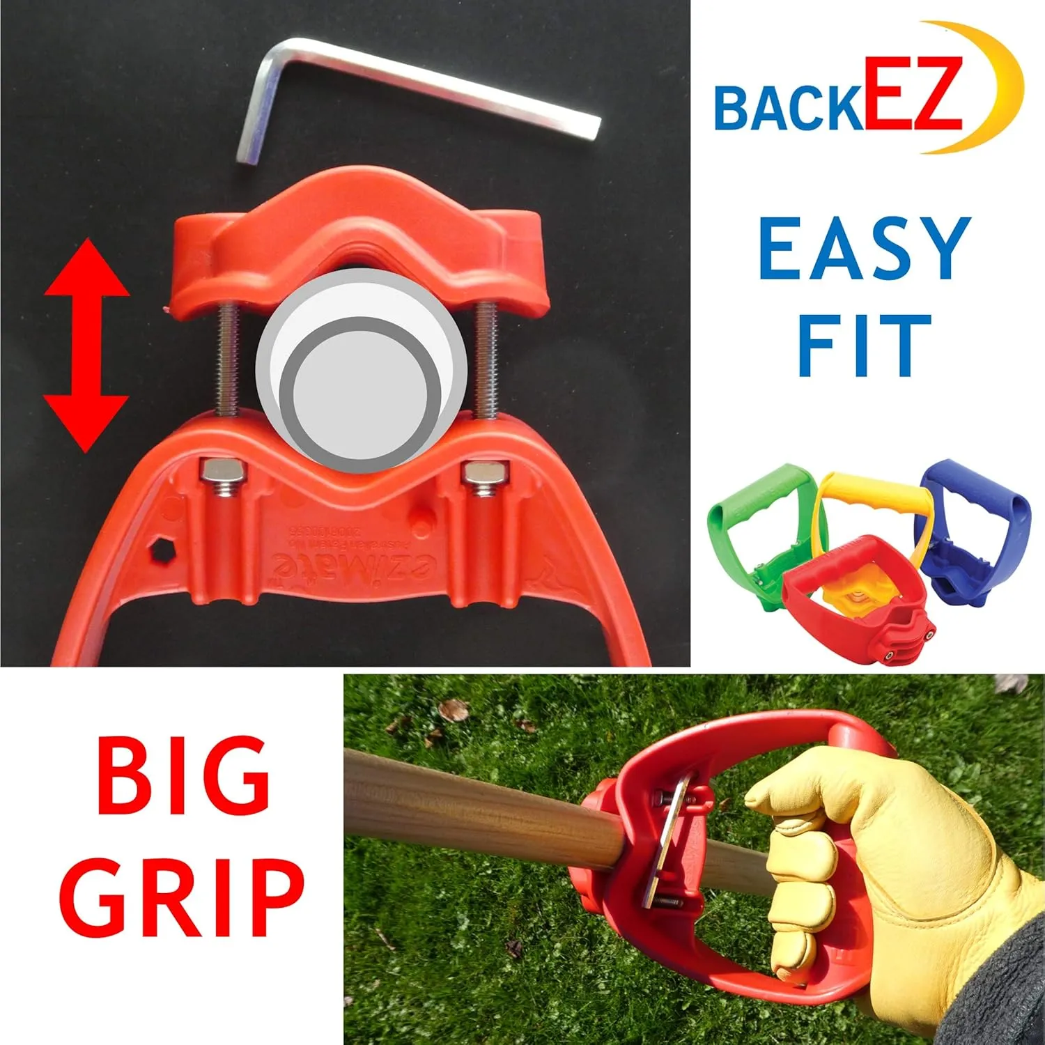 Back-Saving Tool Handle Attachment, EVR-Grip Upgrade, Labor-Saving Ergonomic Shovel Add-on Handle, Blue