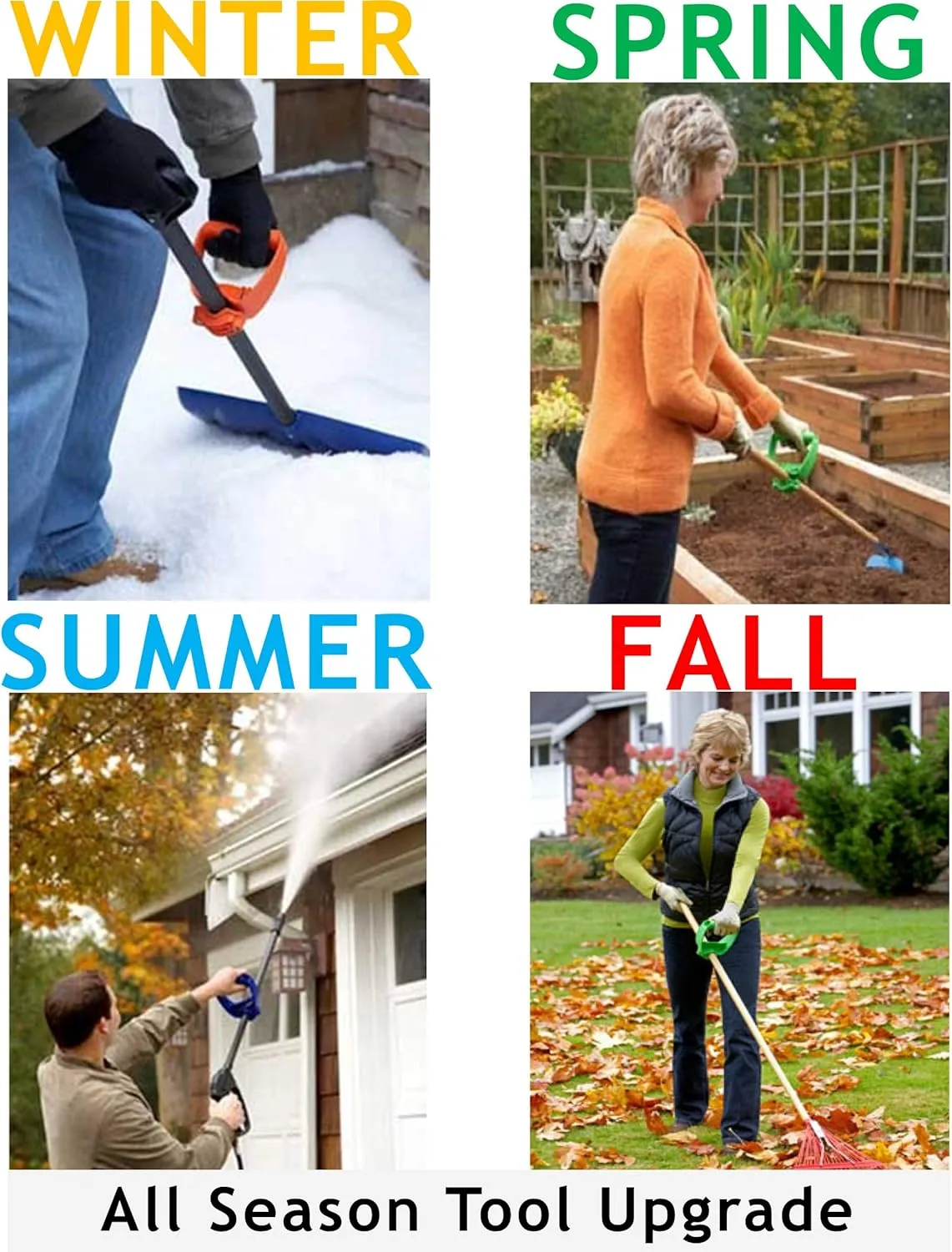 Back-Saving Tool Handle Attachment, EVR-Grip Upgrade, Labor-Saving Ergonomic Shovel Add-on Handle, Blue