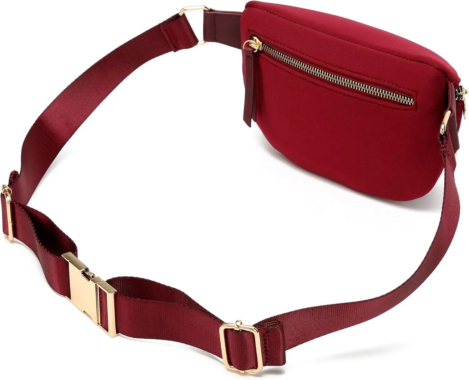 BADGLEY MISCHKA Sage Scuba and Vegan Leather Belt Bag | Fanny Pack | Sling (Burgundy)