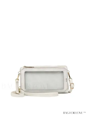 BagForLove - Adjustable Strap White Phone Wallet with Clear Detailing
