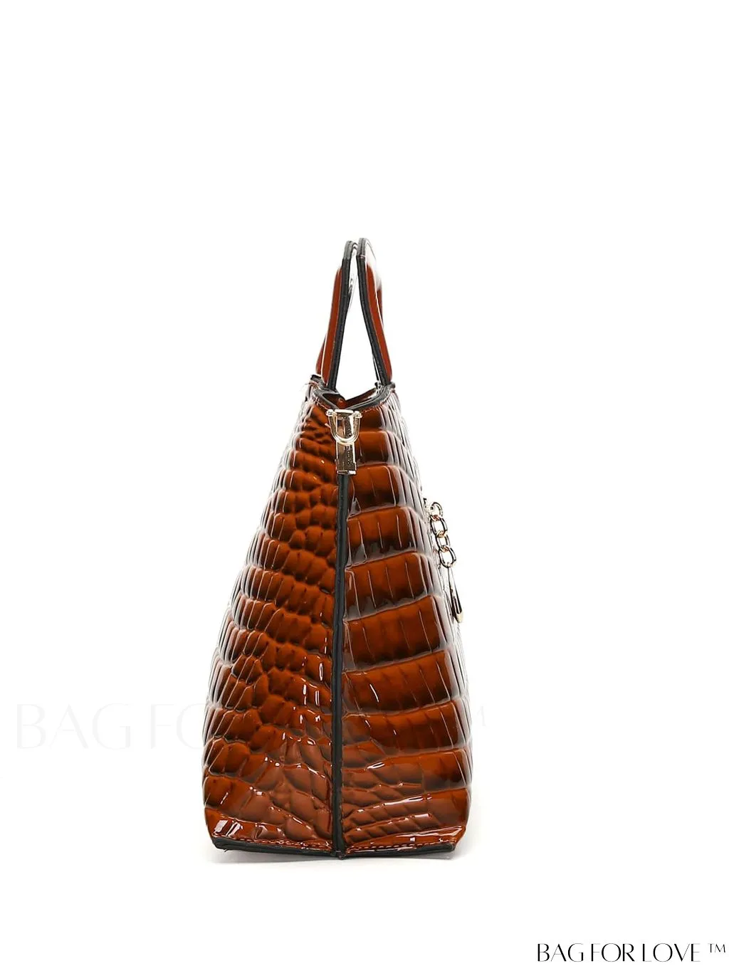 BagForLove - Brown Crocodile Print Tote - Elegant and Sophisticated