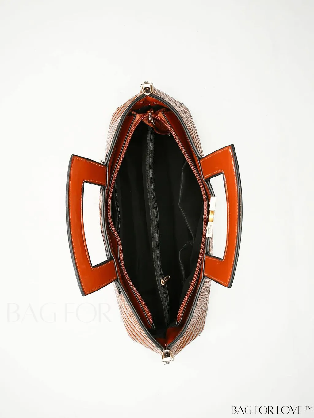BagForLove - Brown Crocodile Print Tote - Elegant and Sophisticated