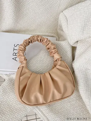 BagForLove - Chic Ruched Cloud Handbag: Minimalist Solid Color PU Shoulder Bag for Women
