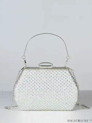 BagForLove - Compact Rhinestone Evening Bag: Metal Chain & Exquisite Decor for Elegant Nights