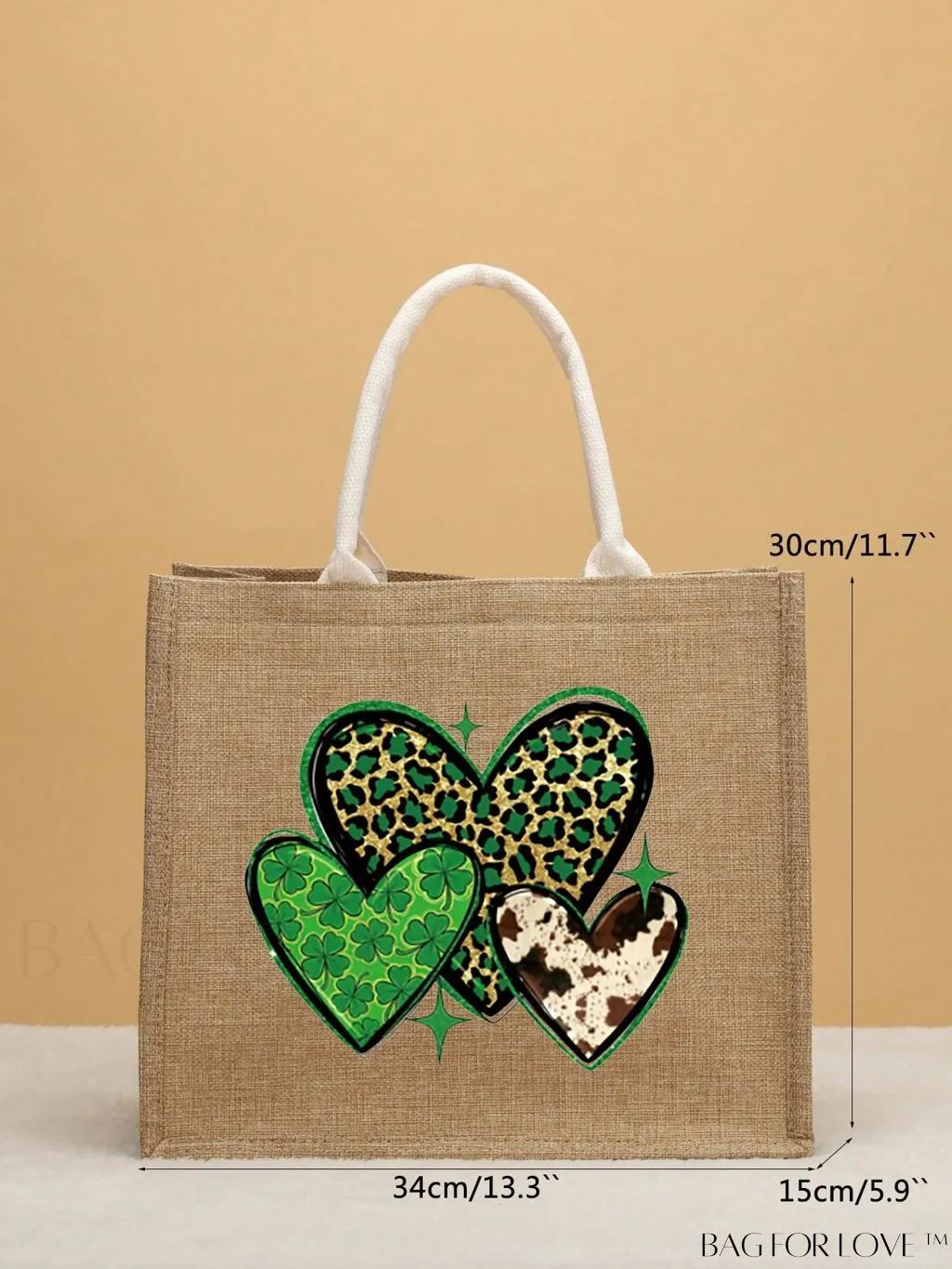BagForLove - Double-Handled Heart Pattern Tote Bag: Chic and Timeless Design