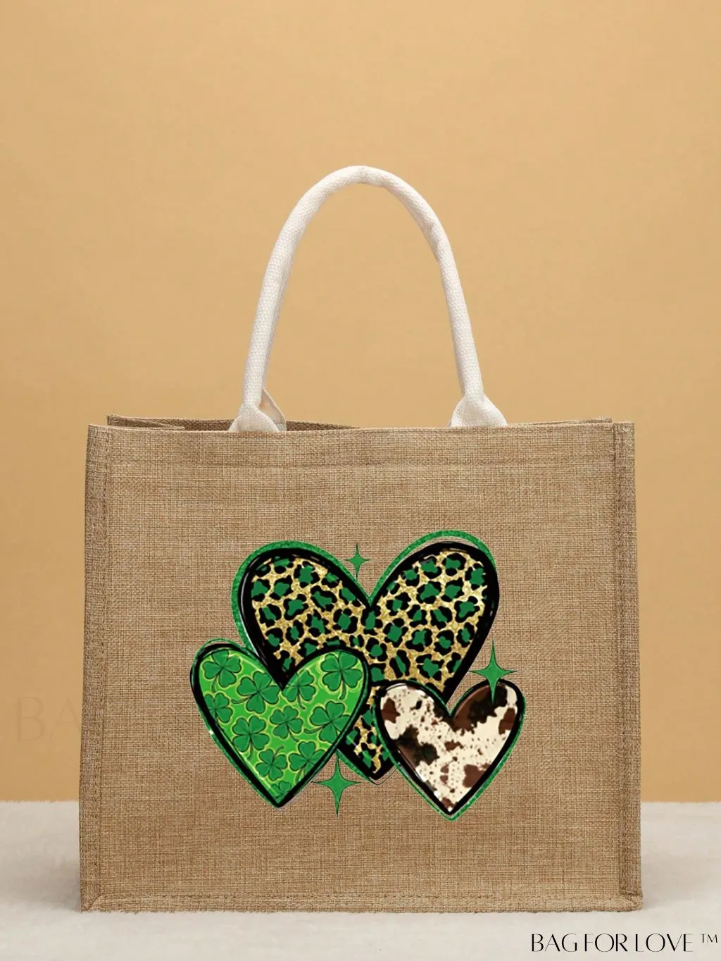 BagForLove - Double-Handled Heart Pattern Tote Bag: Chic and Timeless Design