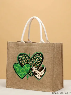 BagForLove - Double-Handled Heart Pattern Tote Bag: Chic and Timeless Design