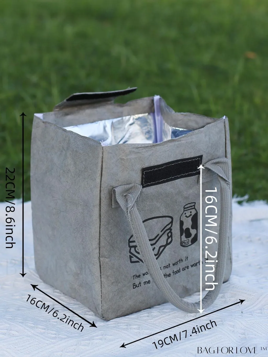 BagForLove - Insulated Double-Handled Lunch Bag with Graphic Design and Secure Zipper