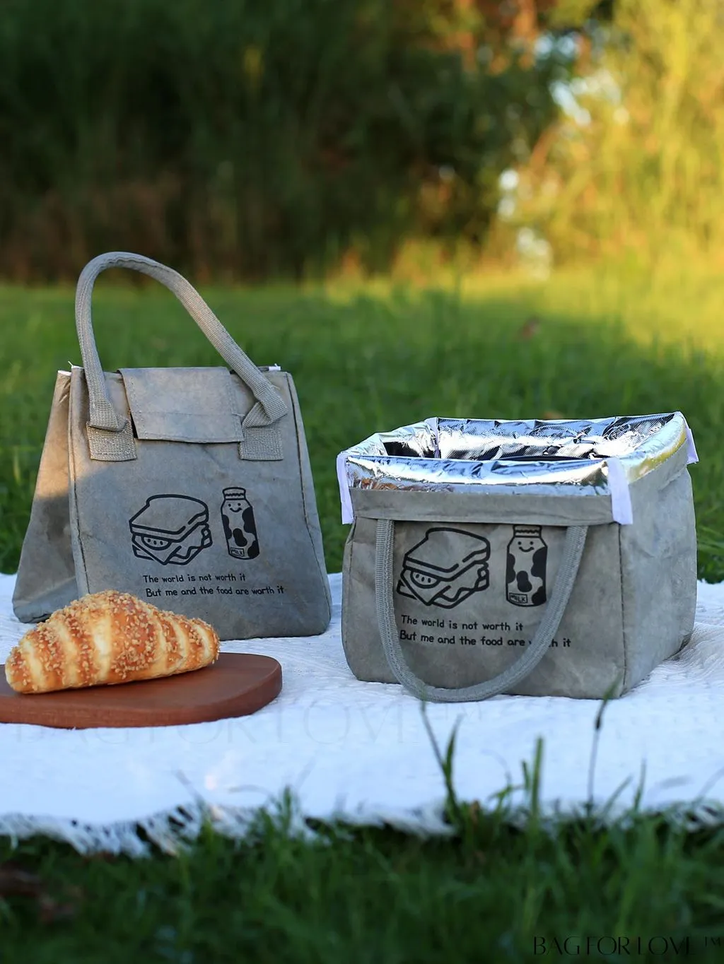 BagForLove - Insulated Double-Handled Lunch Bag with Graphic Design and Secure Zipper