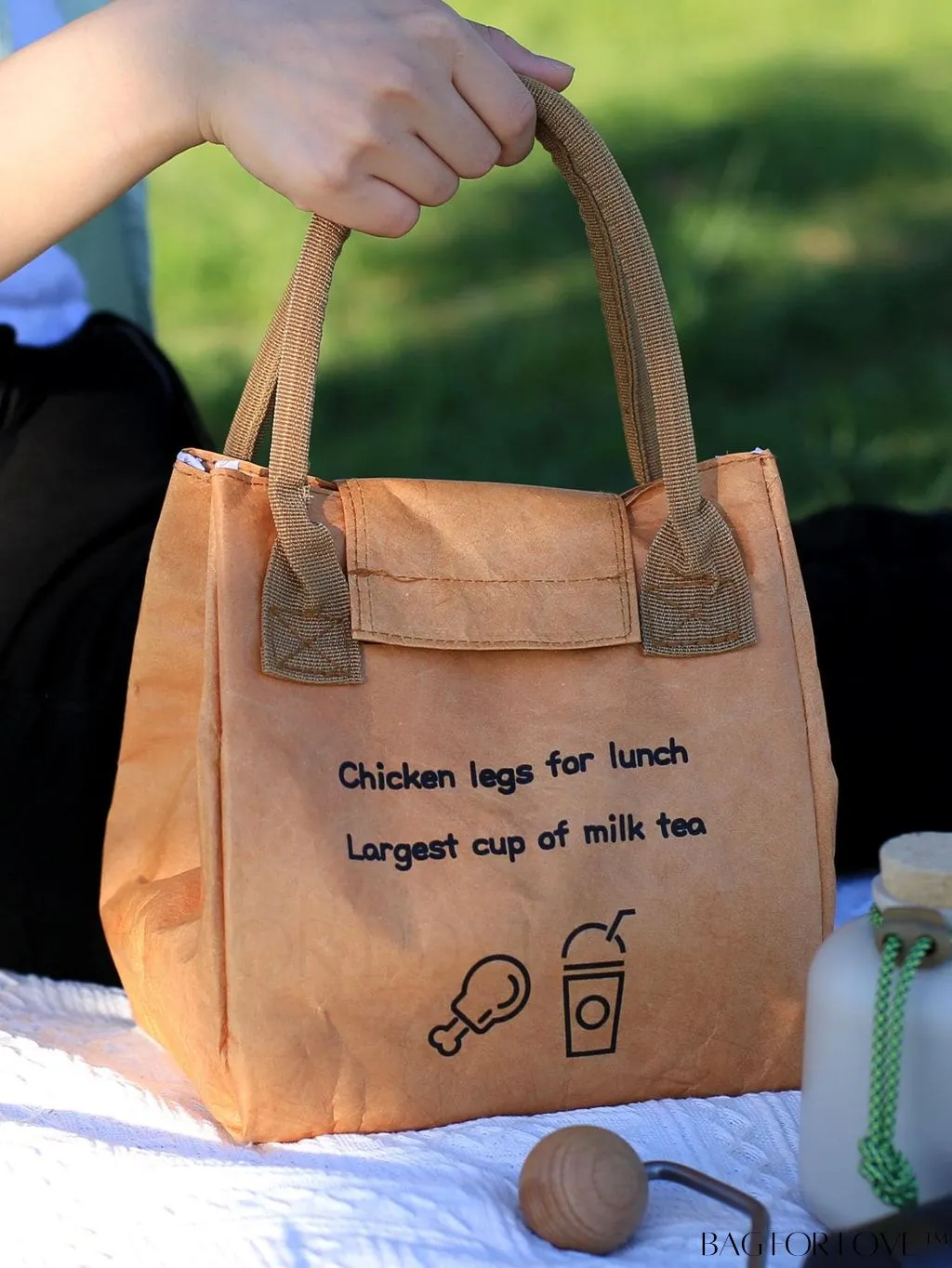 BagForLove - Insulated Double-Handled Lunch Bag with Graphic Design and Secure Zipper