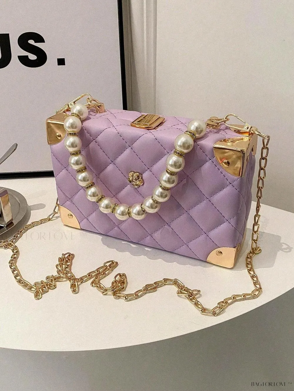 BagForLove - Women's Elegant Crossbody Messenger Bag Featuring Solid Quilted Design and Pearlescent Accents