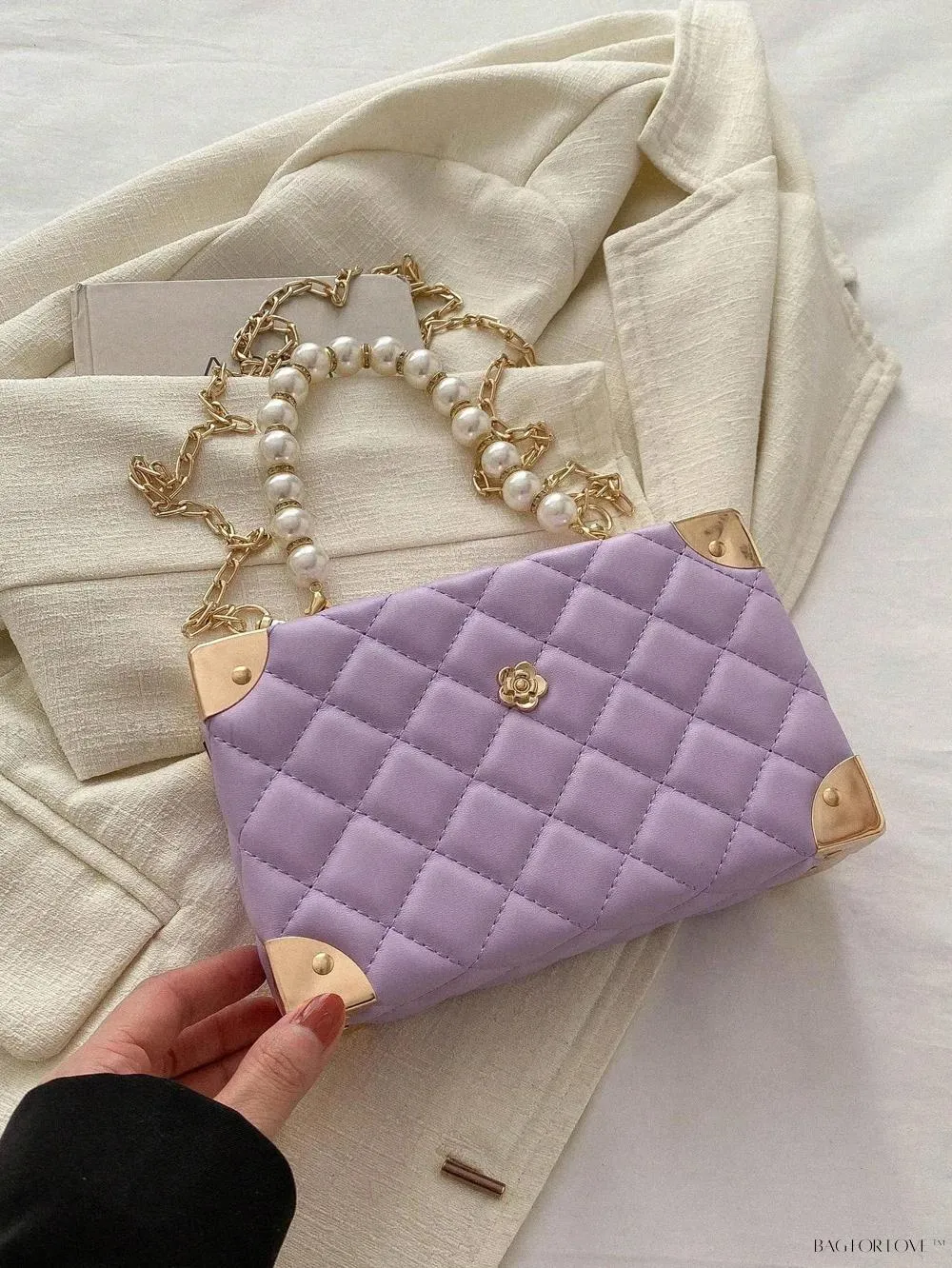 BagForLove - Women's Elegant Crossbody Messenger Bag Featuring Solid Quilted Design and Pearlescent Accents