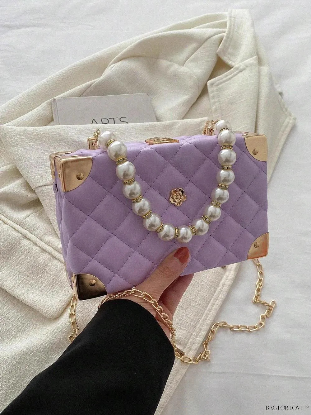 BagForLove - Women's Elegant Crossbody Messenger Bag Featuring Solid Quilted Design and Pearlescent Accents
