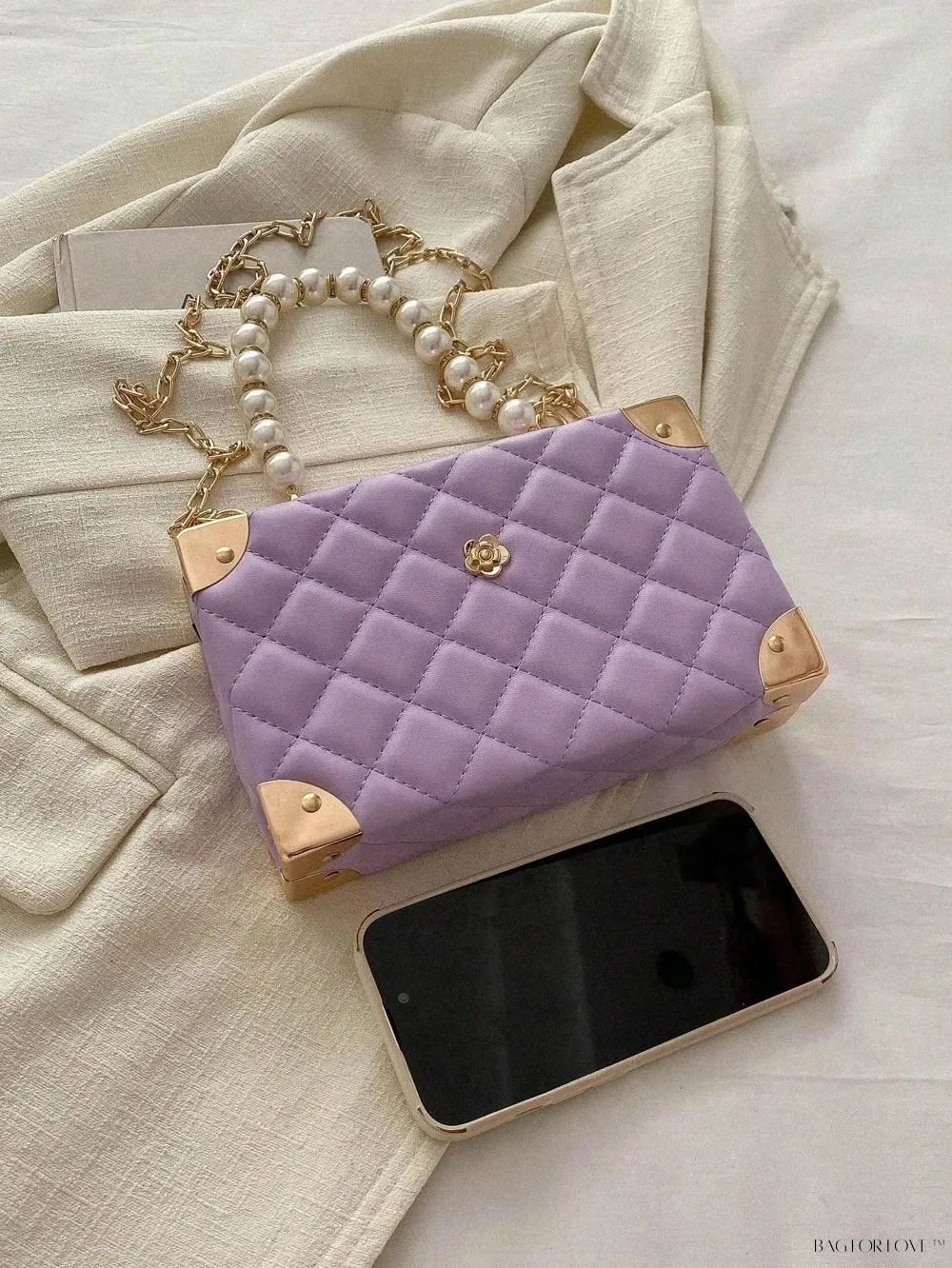 BagForLove - Women's Elegant Crossbody Messenger Bag Featuring Solid Quilted Design and Pearlescent Accents