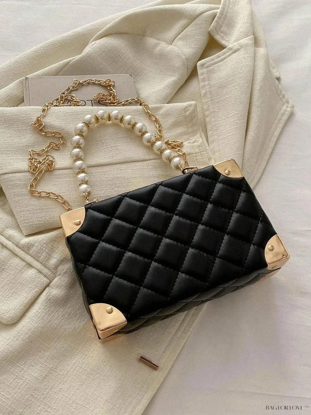 BagForLove - Women's Elegant Crossbody Messenger Bag Featuring Solid Quilted Design and Pearlescent Accents