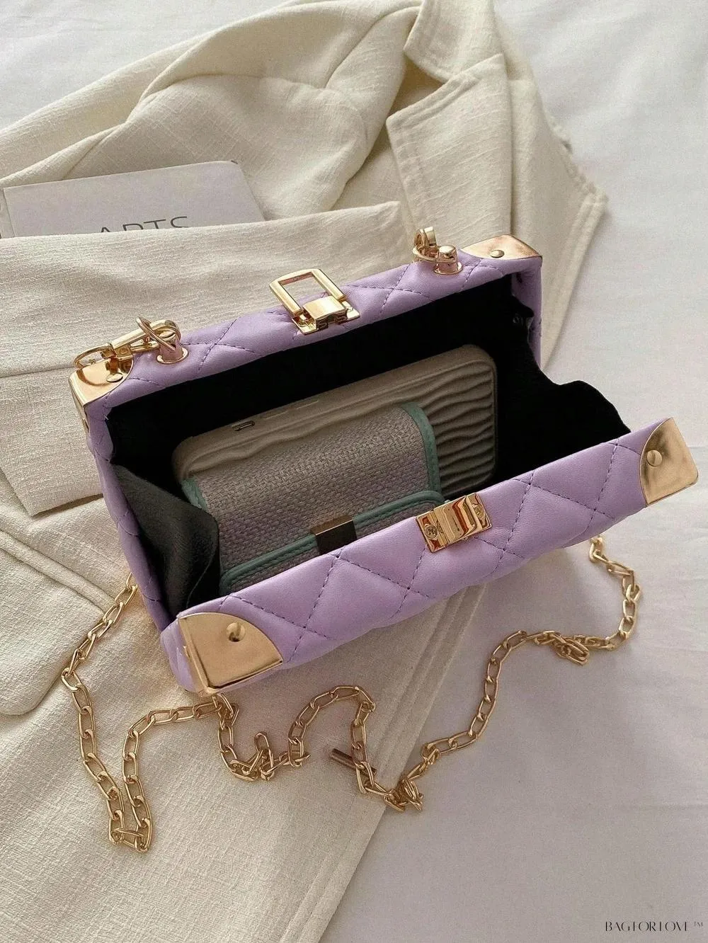 BagForLove - Women's Elegant Crossbody Messenger Bag Featuring Solid Quilted Design and Pearlescent Accents