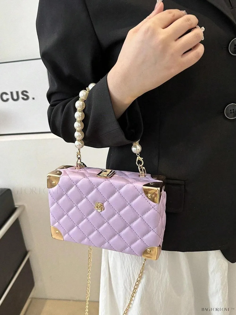 BagForLove - Women's Elegant Crossbody Messenger Bag Featuring Solid Quilted Design and Pearlescent Accents