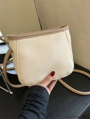 BagForLove - Womens Minimalist Beige PU Leather Single Shoulder Bag - Elegant and Stylish