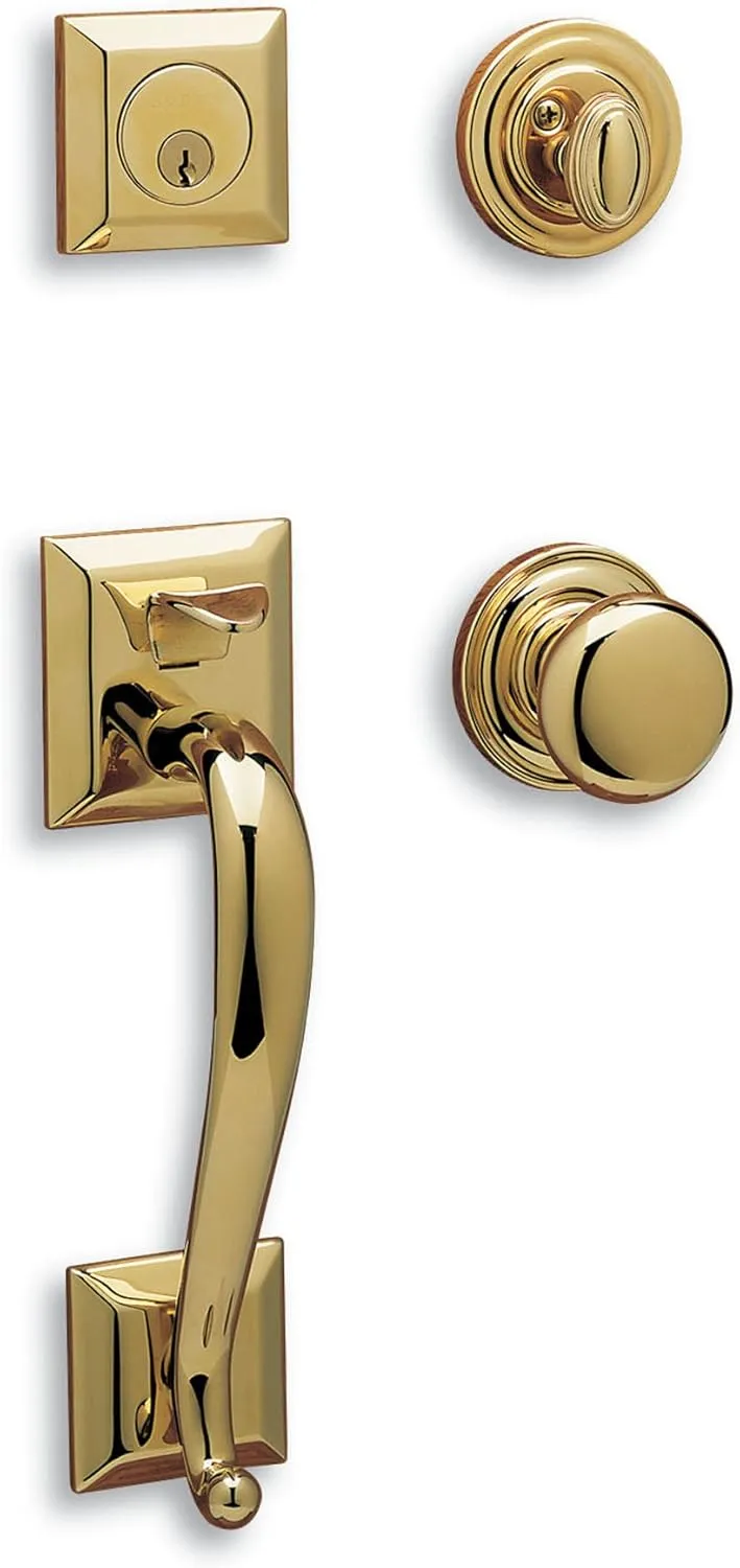 Baldwin 85320.003.ENTR Madison Sectional Trim Handleset with Classic Knob, Lifetime Polished Brass