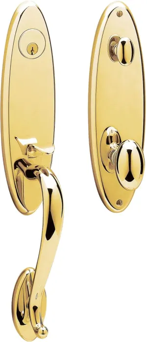 Baldwin 85360.003.ENTR Blakely Emergency Exit Handle Set with Egg Knob, Lifetime Polished Brass