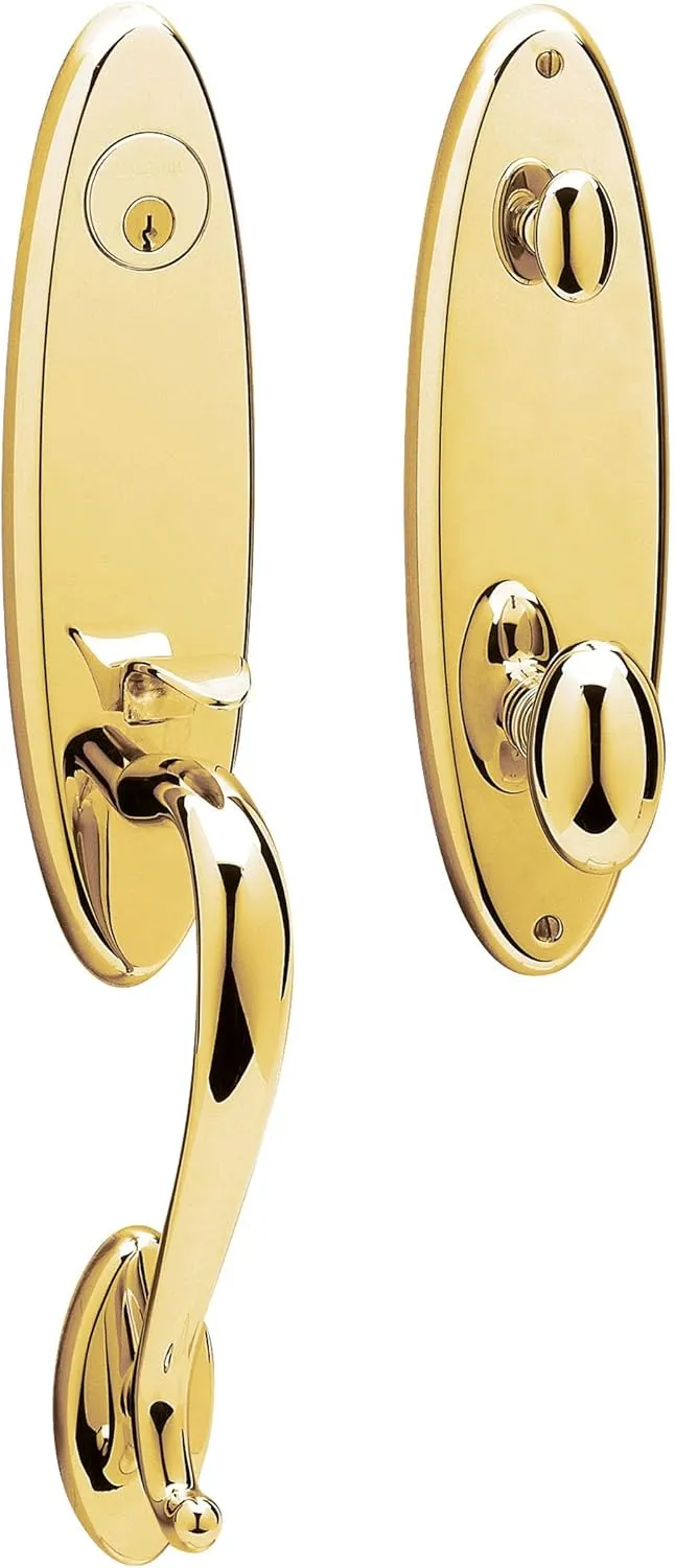 Baldwin 85360.003.ENTR Blakely Emergency Exit Handle Set with Egg Knob, Lifetime Polished Brass