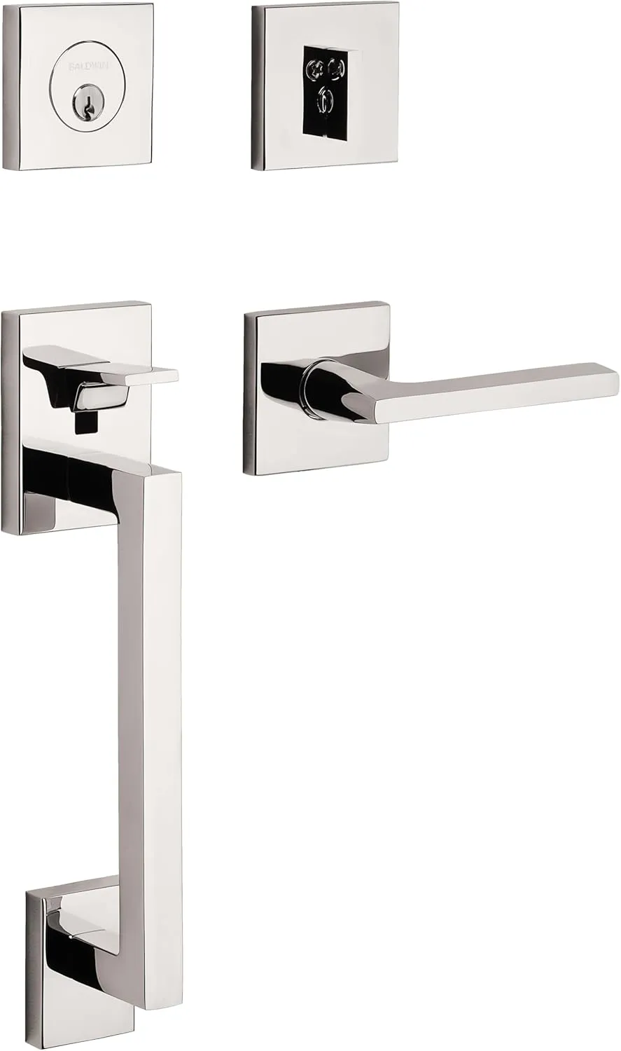 Baldwin 85390.LENT Minneapolis Left Handed Single Cylinder Keyed Entry Sectional, Lifetime Polished Nickel