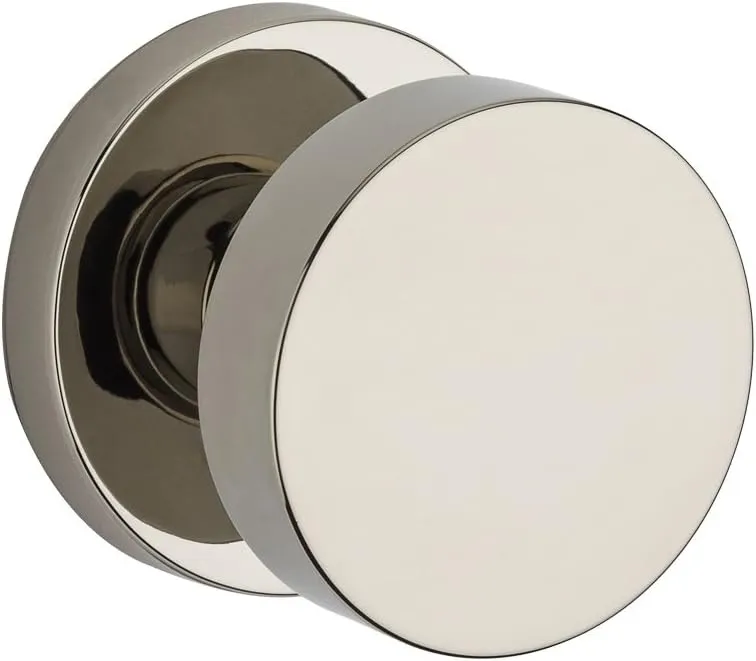 Baldwin HD.CON.CRR Modern Single Dummy Door Knob with Modern Round Rose from the, Polished Nickel
